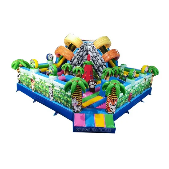 Commercial Safari Park Inflatable Jungle Bouncy Play Land