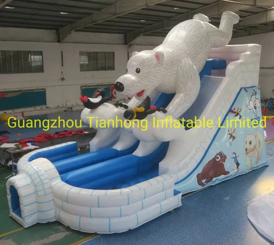 11X6.5m White Polar Bear Slide Inflatable Water Slide