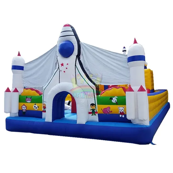 Orient Inflatables Amusement Park Inflatable Aerospace Play Park Multi Play Inflatable Rocket Jumping Land.