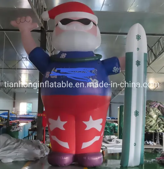 5mh Inflatable Santa Claus with Surfing Board