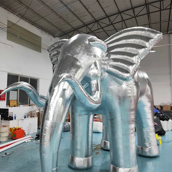 Silver Inflatable Elephant Cartoon for Stage Decoration