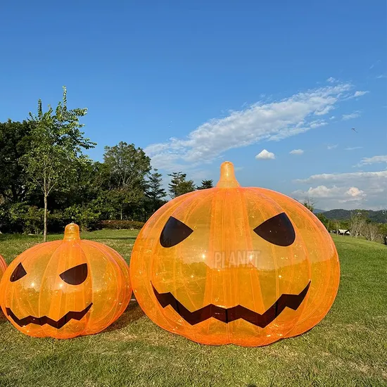 Orange Inflatable Transparent PVC Pumpkin Cartoon for Halloween Decoration