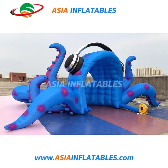 Custom Inflatable Octopus Wearing Headphone Dome Tent for Musical Festival Decoration