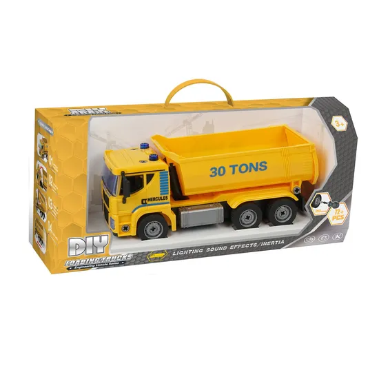 Assembly DIY Loading Truck Engineering Vehicle Series Inertia Friction Power Lighting and Sound Effects Interactive Children′ S Educational Inertial Car