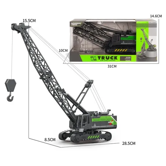 Samtoy 1: 55 Diecast Sliding Toys Excavator Crane Engineering Vehicle Friction Toy Vehicle Alloy Truck Model for Boys Gift