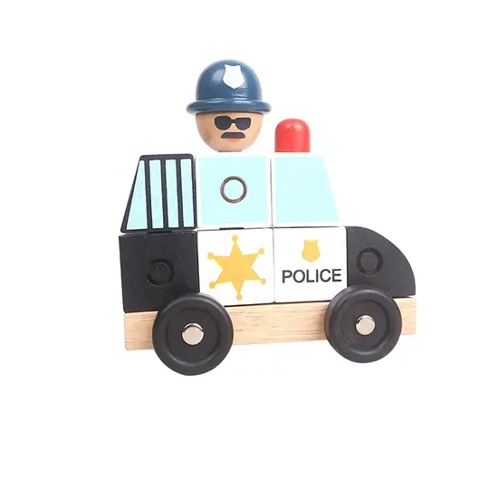 New Style Cute Wooden Car Toys Mini Fire Truck Police Car Vehicles Toy for Kids
