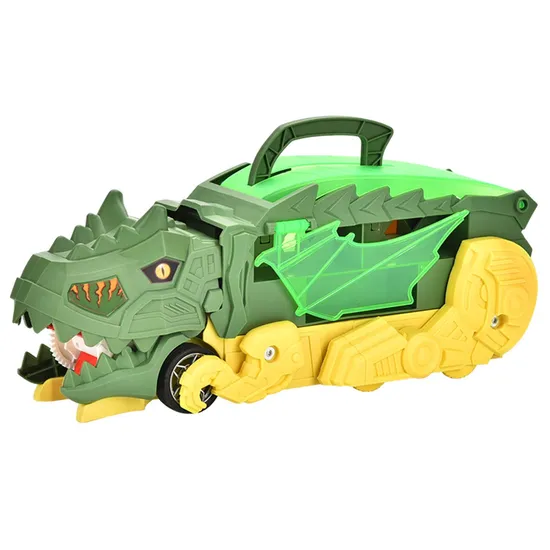 Inertial Transforma Storage Trolley Dinosaur Swallowing Car Slide Vehicle Dinosaur Transport Truck with Diecast Model Alloy Car Toys Gliding Track for Children