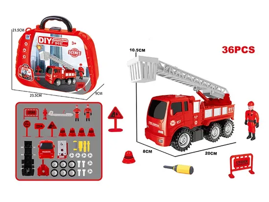 Friction Power Fire Toy Truck Assembling Car DIY Vehicle Toy