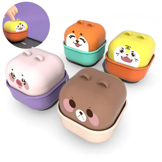 Baby Cute Bear Tiger Pig Dog Toy Vehicle Children Kids Early Educational Cartoon Animals Press and Go Car Toys for Toddler