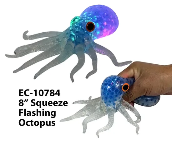 New Funny Squeeze Flashing Octopus Toy with Light