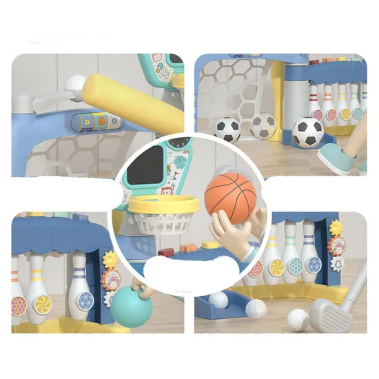 Baoli Outdoor & Indoor Sports Activity Educational Toy with Basketball Football Golf Bowling Baseball for Boys Hoop Sport Stand Toys