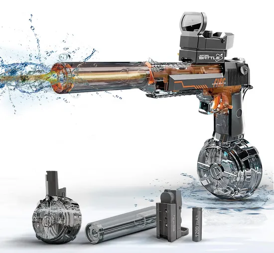 Light up Electric Automatic Water Squirt Gun Toys Kid Summer Outdoor Transparent Desert Eagle Fire Spray Water Gun with LED