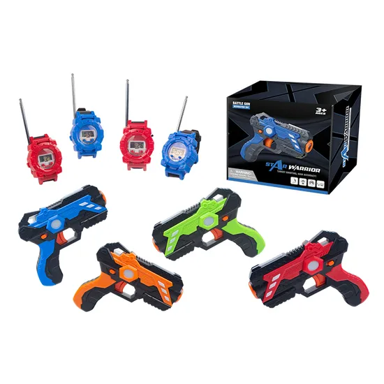 Children Social Skill Training Interactive Shooting Battle Toys Set Electric Infrared Induction Laser Gun and Interphone Toy for Kids