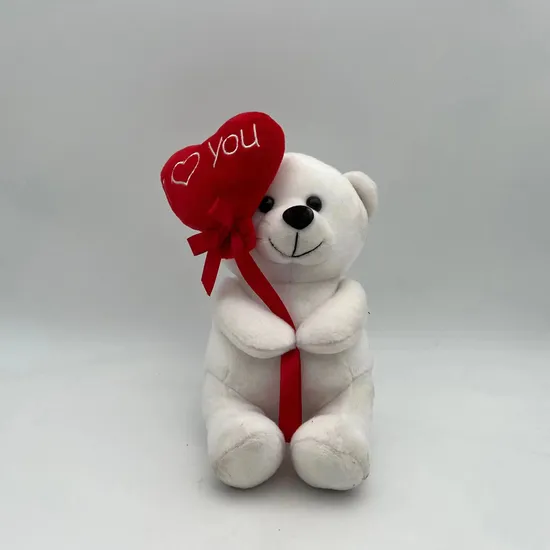 Valentine Stuffed 22cm Bear W/Heart Plush Toy with Red Ribbon/Stuffed Soft Plush Panda Toys with Heart for Valentine Day