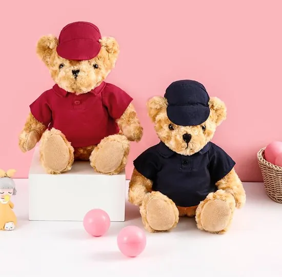 Custom Promotion Teddy Bear with Hat and T-Shirt Plush Toy