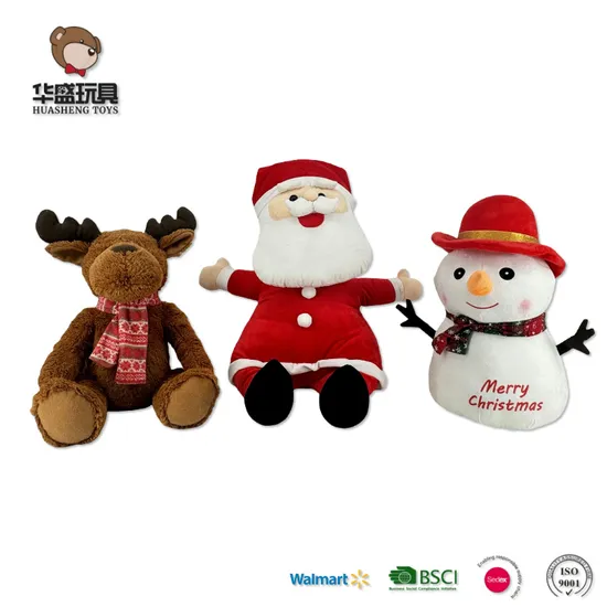 Christmas Santa Stuffed Snowman Toy Custom Santa Plush Christmas Present Santa Claus Sonwman Reindeer Plush Toys