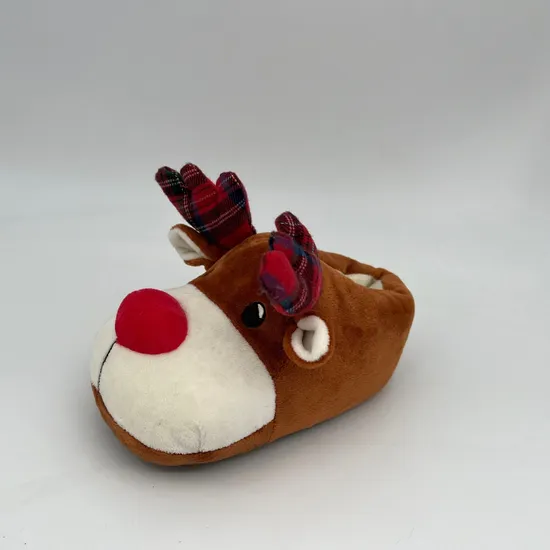 Christmas House Indoor Slippers Xmas 3D Santa Claus Memory Foam Fluffy Faux Fur Warm Anti-Slip Soft Plush Fluffy Cotton Slippers
