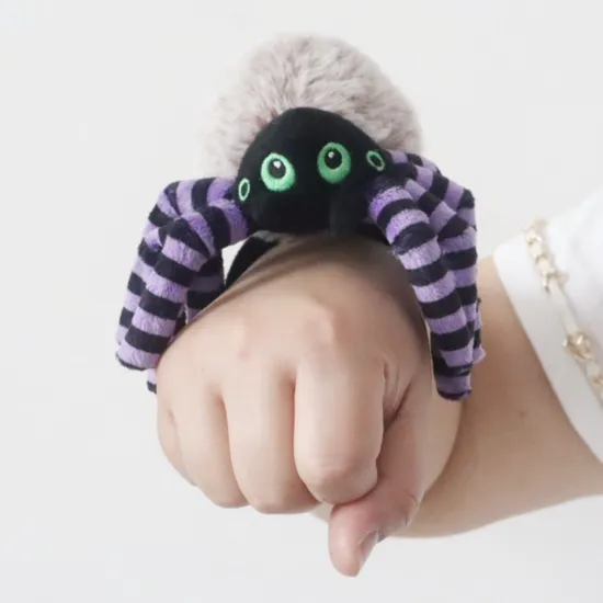 Custom Kids Slap Bands Stuffed Plush Toy Halloween Spider Wristband Bracelet Toys