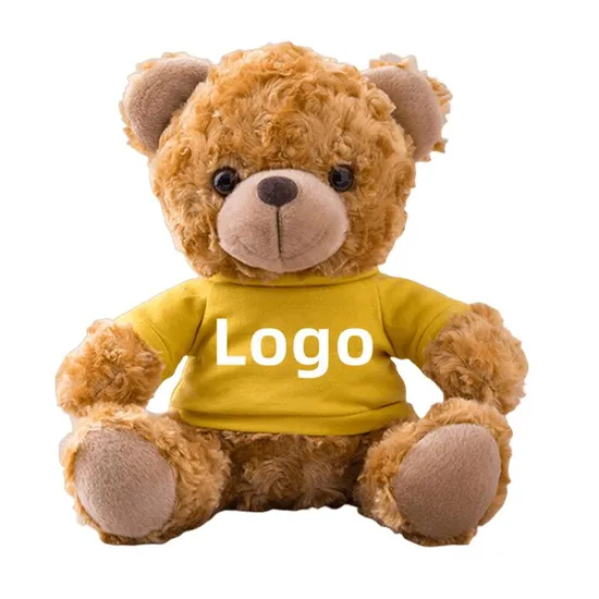 Custom Logo Personalized Personalised Soft Promotional Kid Mascot Gift Doll Plushie Plushies Stuffed Animal Plush Toy Hoodie T Shirt Tshirt Small Teddy Bear B2