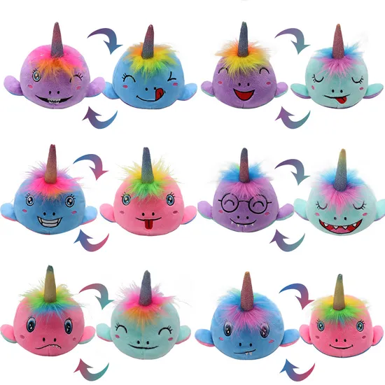 Cheap Creative Flip Stuffed Animal Toy Rainbow Reversible Plush Whale Toy for Baby Toys