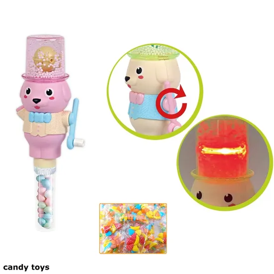 Shantou Factory Kids Plastic Toy Cartoon Animal Dog Shake Lighting Candy Filled Toys with Tube