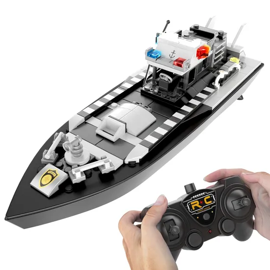 Multi-Functional DIY Bricks V103 RC Blocks Model Building Toys Police Patrols Marine Police Vessels Other Bricks Blocks Toys