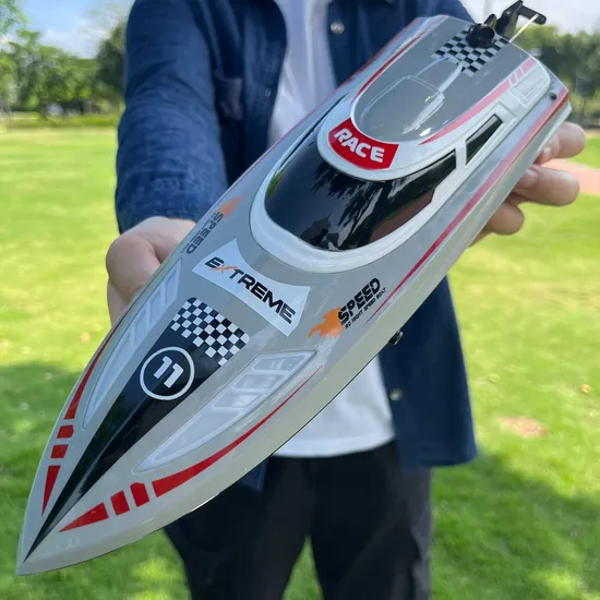 V003 2.4GHz LED Lighting 30km/H High Speed Racing Boat Fast Capsize Recovery Auto Driving RC Boat for Pools and Lake with Water Cooling Protection