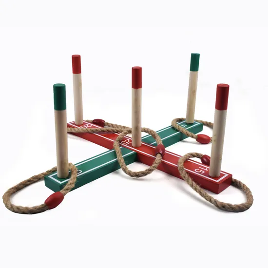 Wooden Ring Toss Throw Rope Ring Game Toy Outdoor Yard Game
