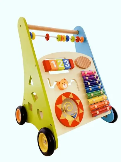 Wooden Baby Learning Walker Toddler Toys Push and Pull Car Activity Center