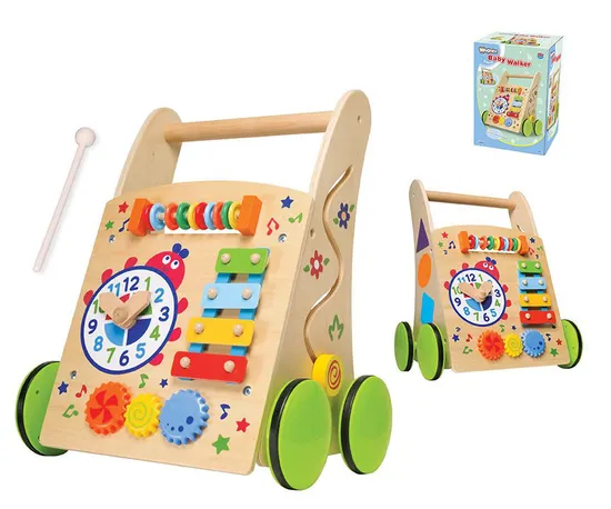 Wooden Baby Walker with Lovely Animal and Fruit Speed Can Adjust Baby Walker for Toddlers Multifunctional Chest Walkers