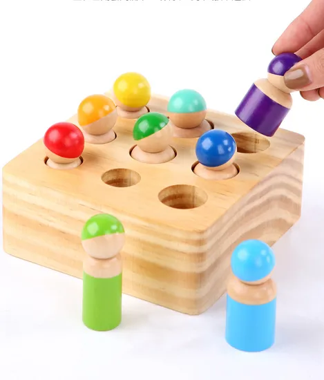 Early Educational Toys Wooden Rainbow Stacking Ring Tower Game Blocks Baby Montessori Toys Kids