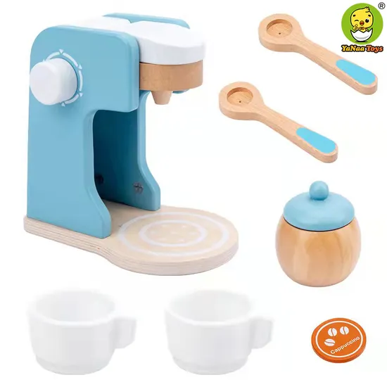 Kids Creative Pretend Play Wooden Coffee Maker Toaster Playset Toy