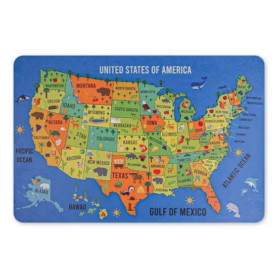 American Plate Map Wooden Children′s Educational Toys Geography Early Education