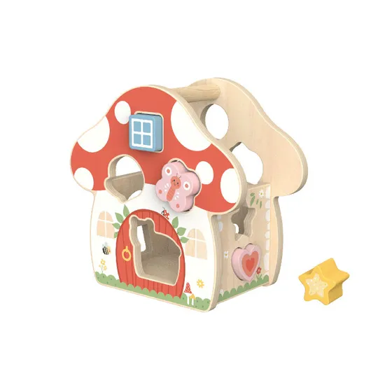Montessori Mushroom House Shape Sorter Toys Animal Matching Forest Scene Educational Toys for Kids