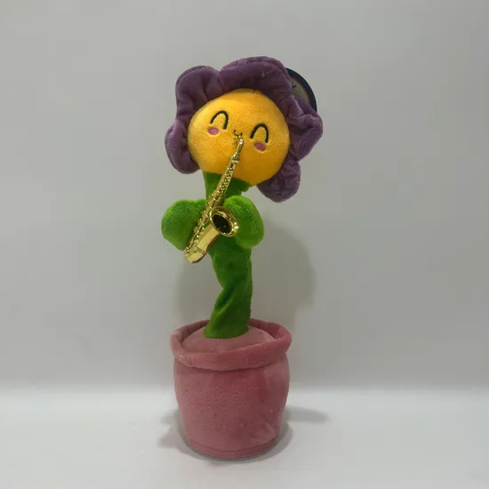 Talking Back Sunflower with Saxphone Plush Toys Produced by BSCI Factory