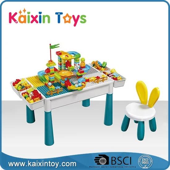 Kids Activity Table Toddlers Kids Table and Chair Set with 220PCS Large Marble Run Building Blocks All in One Kids Play Assembled Toys Table (10508260)