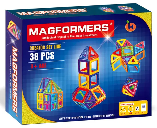 The Magnetic Tiles Beginner Set 38 Pieces Toy Tiles for Preschool Learning