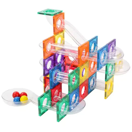 100PCS Magnetic Tiles and Marble Run Toys