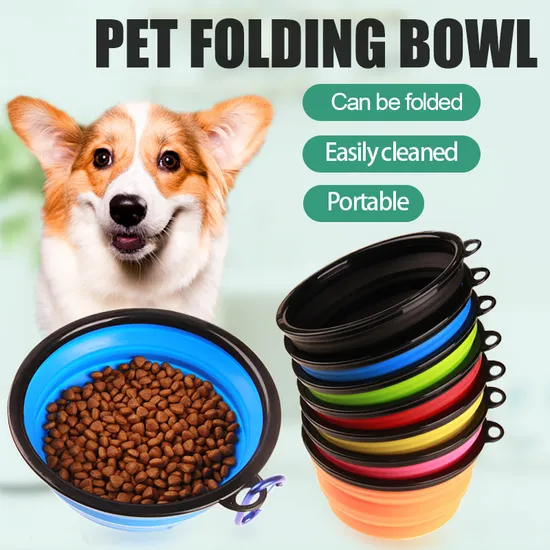 Pet Folding Bowl Dog Silicone Dog Bowl Portable for Outdoor Travel
