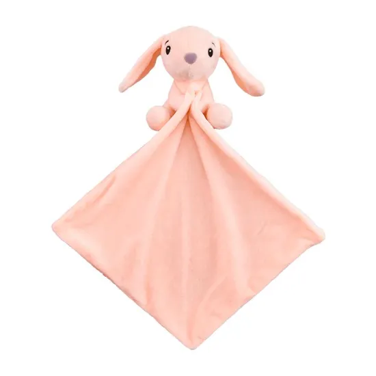 Pink & White Color Super Soft Plush Bunny Baby Security Blanket Comforter Toy