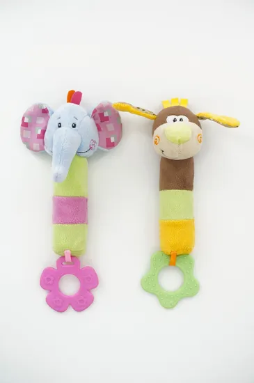 Adorable Animal Squeaker Rattle & Teether Toys Baby Kids