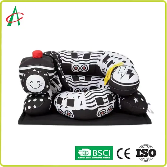 Wholesale Removable Baby Pillow Teether Toy Black and White Smiley Face Playmat