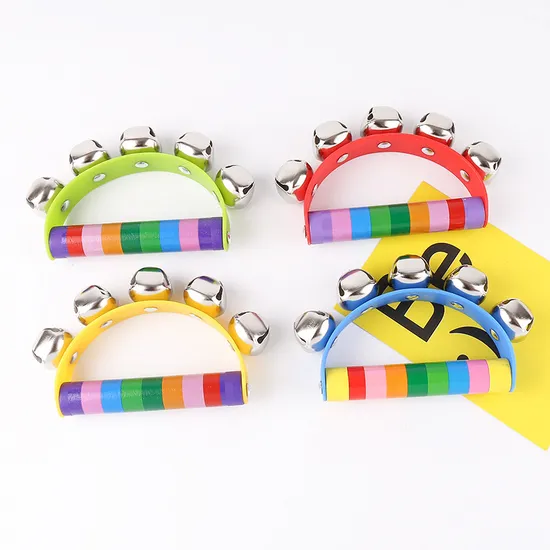 Rainbow Wooden Hand Shake Bell Rattles