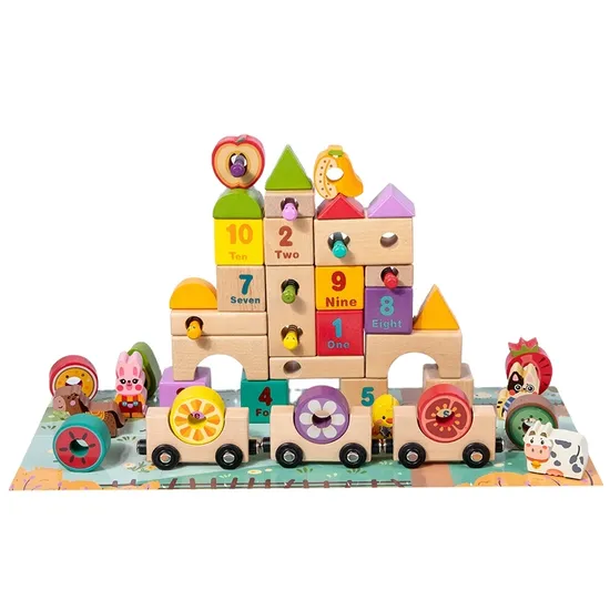 Wholesale Montessori Farm Train Building Blocks