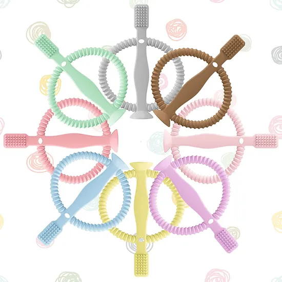 3 Inches Silicone Baby Toothbrush with Suction Base