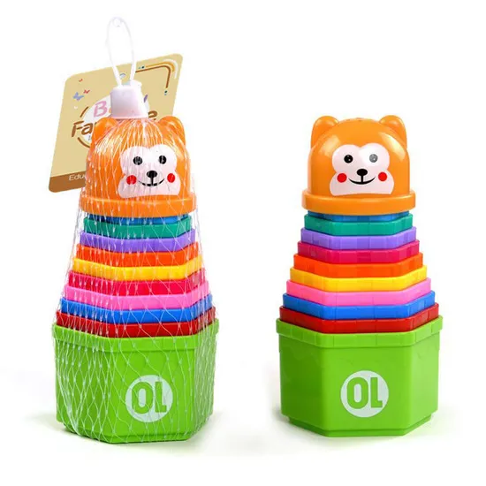 Most Popular Baby Educational Toys Folding Game Cups Bath Water Play for Baby High-Quality Stacking Cup Toys