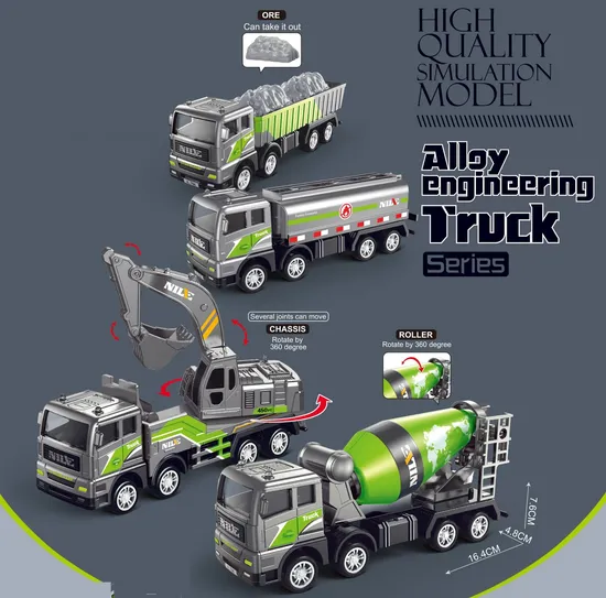 Children Metal Car Die Cast Toy Vehicles Kids Die-Cast Simulation Models Alloy Car Toy Friction Excavator Construction Trucks Car Toy