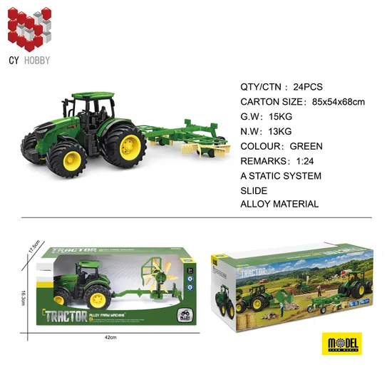 Alloy Sliding Static Wide Wheel Farmer Mowing Cart Flip Plow Cart Sowing Cart Child Model Toy Car
