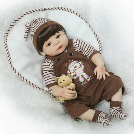 Hot 55cm Baby Silicone Reborn Dolls Vinyl Simulation Dolls Handmade Reborn Baby Cotton Toy Toddler Soft Dolls Toys