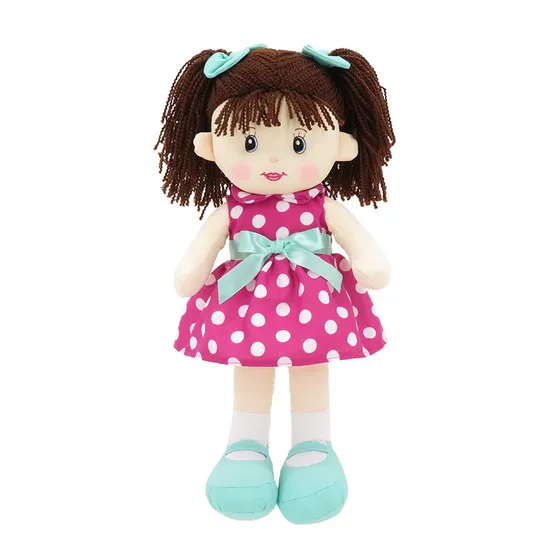 Geeme Sweet Girl Toy Soft Stuffed Polka DOT Fabric Rag Doll
